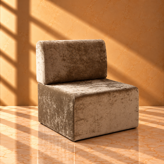 Luxury Velvet Accent Chair – Modern Armless Slipper Chair in Champagne Taupe