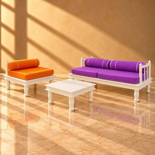 Handcrafted Indian Daybed & Coffee Table Set