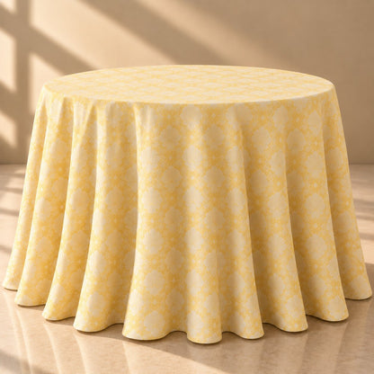 Sunlit Yellow Floral Pattern Printed Tablecloth – Elegant Luxury Dining Linen - L12
