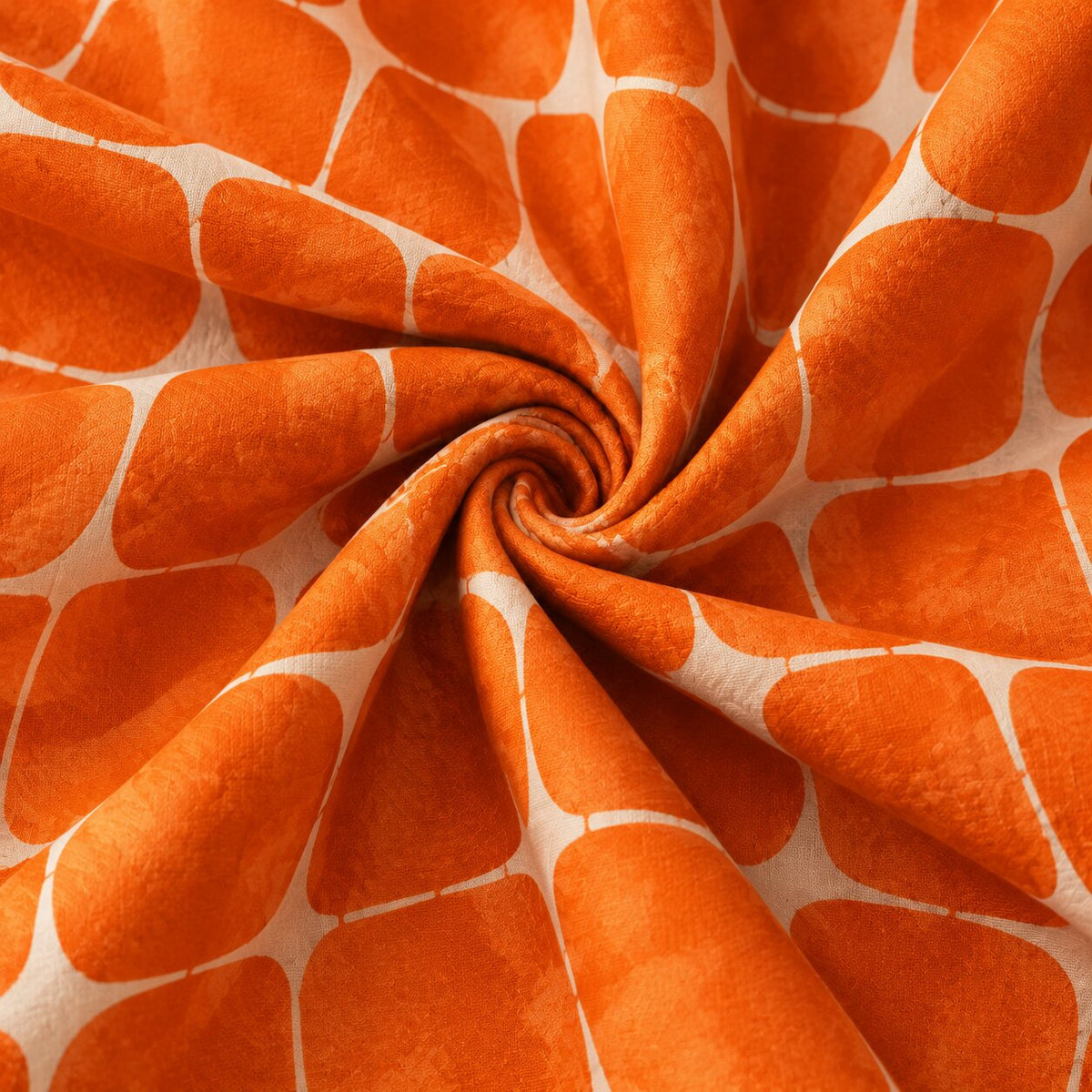 Retro Burnt Orange Geometric Tablecloth | Vintage Dry Hire for Linens - L06
