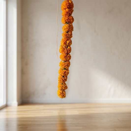 Artificial Marigold Garland for Diwali & Weddings - Traditional Genda Phool Home Decor - T04