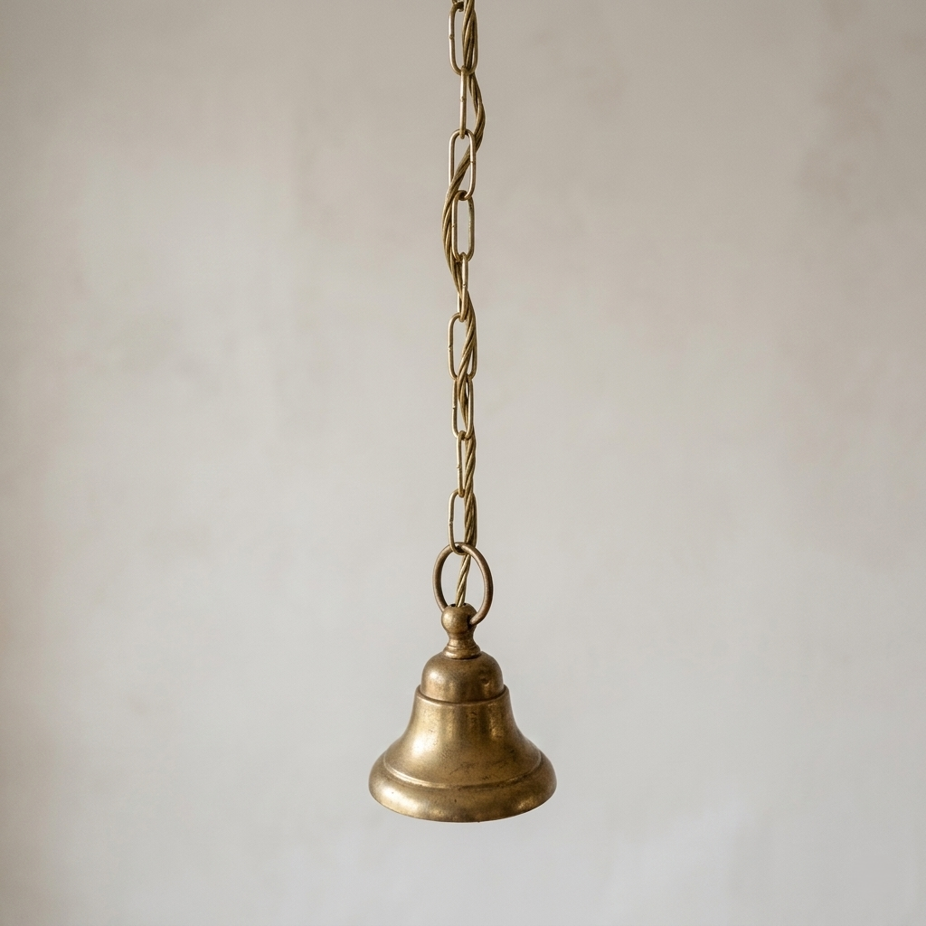 Traditional Brass Puja Bell with Chain - Handcrafted Temple Bell for Home Mandir & Meditation - T08