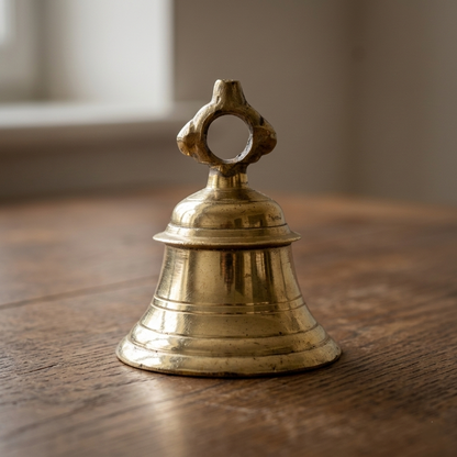 Traditional Brass Puja Bell with Chain - Handcrafted Temple Bell for Home Mandir & Meditation - T09