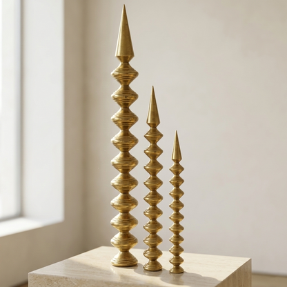 Solid Brass Temple Bell & Gold Gumbad Finials - Traditional Indian Decor for Pooja Room & Mandir - T10