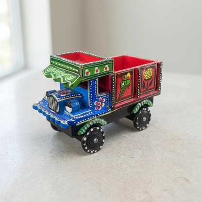 Hand-Painted Truck Art Planter - Authentic South Asian Decorative Mini Truck for Succulents & Desk Decor - T13