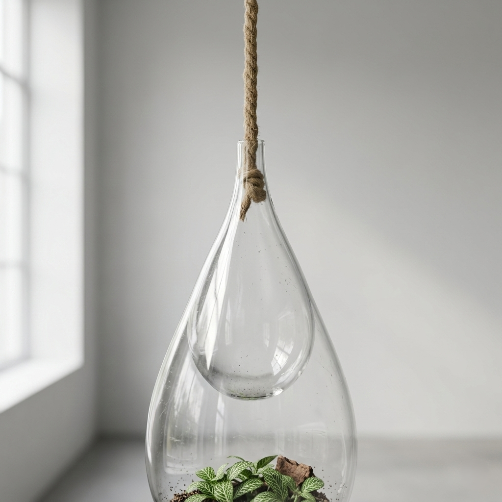 Hanging Teardrop Glass Terrarium - T16