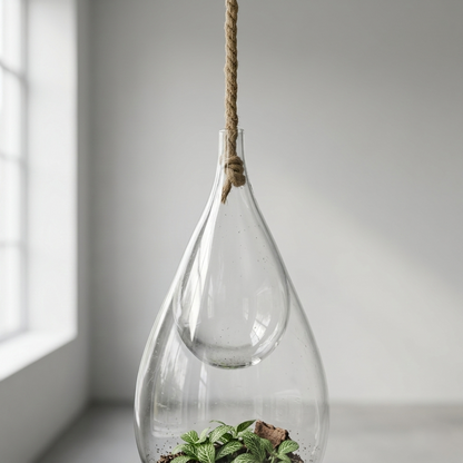 Hanging Teardrop Glass Terrarium - T16