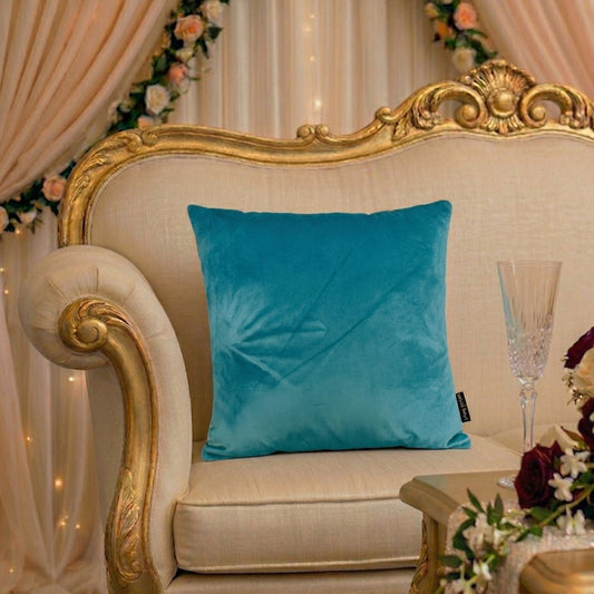 Teal Velvet Cushion Covers – Luxury Petrol Blue Soft Touch Pillows - CU06