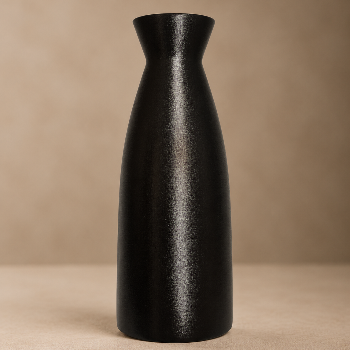 Matte Black Bud Vase – Sleek Satin Finish Ceramic Vessel with Minimalist Hourglass Neck - U32