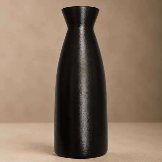 Matte Black Bud Vase – Sleek Satin Finish Ceramic Vessel with Minimalist Hourglass Neck - U32