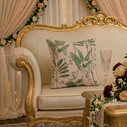 Tropical Palm Leaf Cushion Covers – Sage Green & Blush Botanical Pillows - CU10