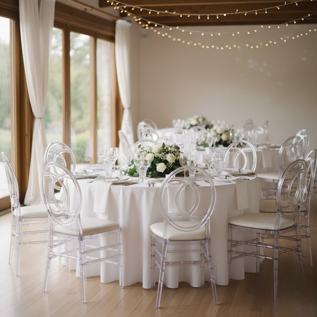 Clear Phoenix Chair – Luxury Acrylic Dining Chair with Padded Seat for Weddings & Events - C02