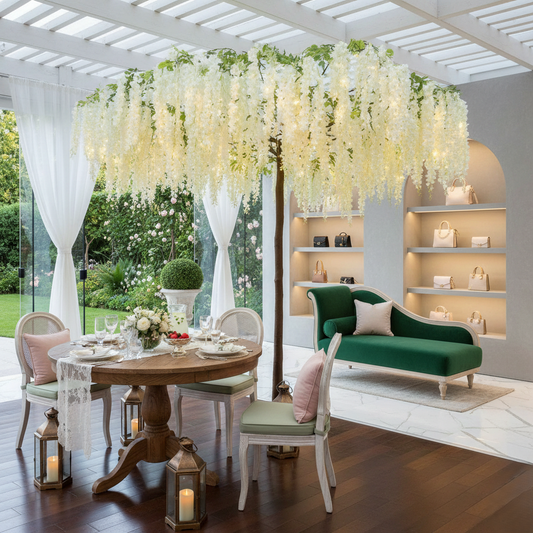 Artificial White Wisteria Canopy Tree – Tall Floral Umbrella for Weddings & Events - T01