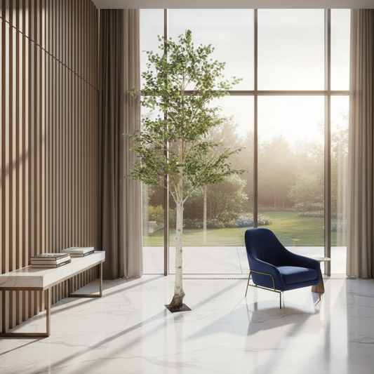 Artificial Silver Birch Tree – Tall Faux Greenery Pillar for Luxury Venue Decor - T07